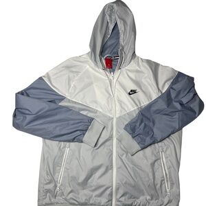 Nike Gray Windbreaker with Hood and Full-Length Zipper